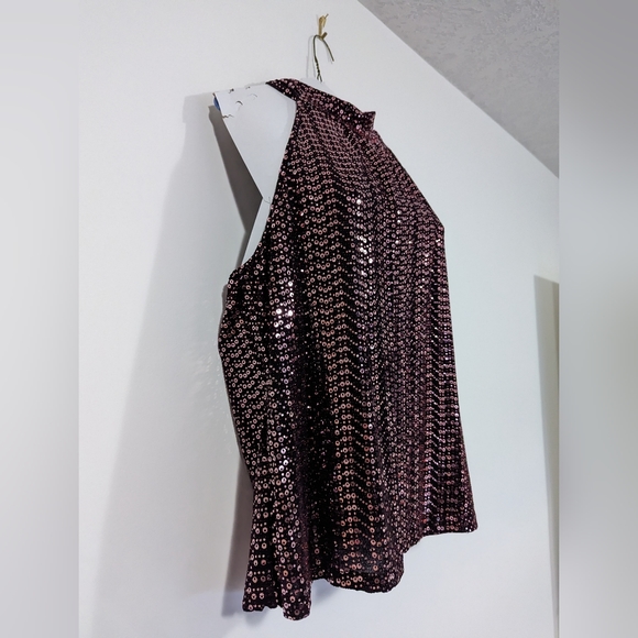 Kenar Red Sequin Halter Tie Top s: XL - Picture 9 of 10